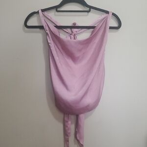 Shein Dusty Rose Satin Tie-Back Top Size 1XL